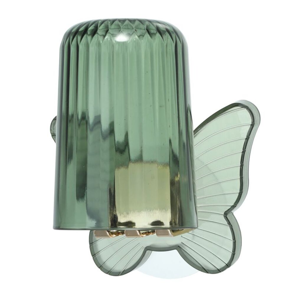 1 Set Bathrooms Cute Wall Mounted Toothbrush Holder with Cup Green 4.33"x3.35"